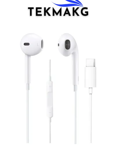 Yeni Nesil 15 16 Serisi ve Tablet Uyumlu Mikrofonlu USB-C Tip C Kulak İçi Kulaklık Beyaz