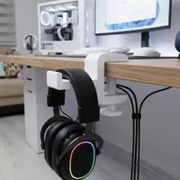 Beyaz Ayarlanabilir Vidalı Masa Kenarı Oyuncu Kulaklık Askısı Standı - Görsel 3