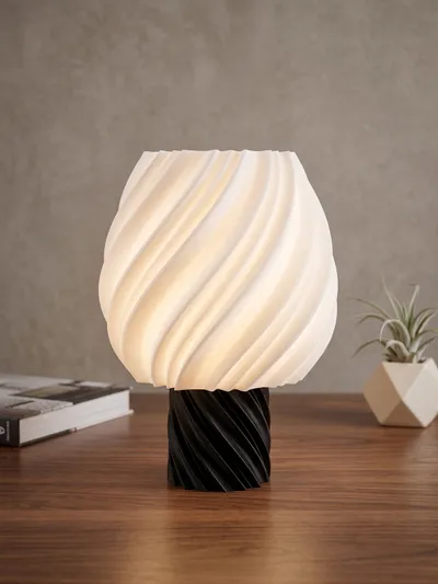 Dekoratif Modern Spiral Abajur Siyah Beyaz Masa Lambası Gece Lambası