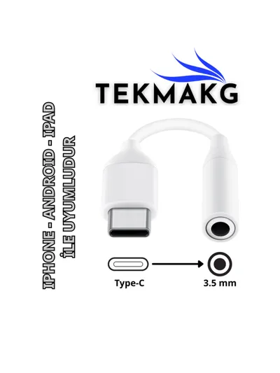 USB-C 3.5mm Kulaklık Adaptörü | Android, iPhone 15, iPad Uyumlu