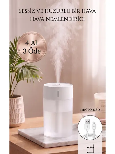 Ultrasonik Hava Nemlendirici | 260 ml | USB | Mini Taşınabilir | 4-6 Saat Çalışma