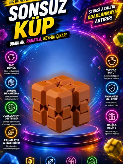 Sonsuz Küp Kahverengi Infinity Cube Stres Küpü Fidget Oyuncak