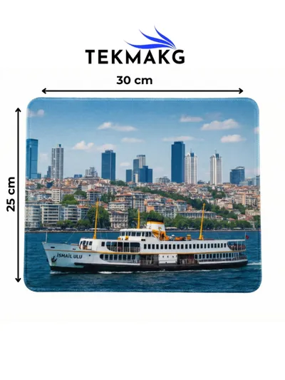 İstanbul Vapur Manzaralı Mouse Pad 25x30 cm Kaymaz Tabanlı Ofis Bilgisayar Fare Altlığı