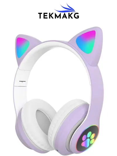 STN-28 Kedi Kulaklı Kulaklık Kablosuz Bluetooth 5.0 Led Işıklı Çocuk Kulaklığı