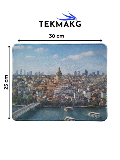 Galata Kulesi Manzaralı Mouse Pad 25x30 cm Kaymaz Tabanlı Yıkanabilir Ofis Mousepad