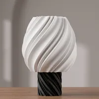 Dekoratif Modern Spiral Abajur Siyah Beyaz Masa Lambası Gece Lambası - Görsel 2