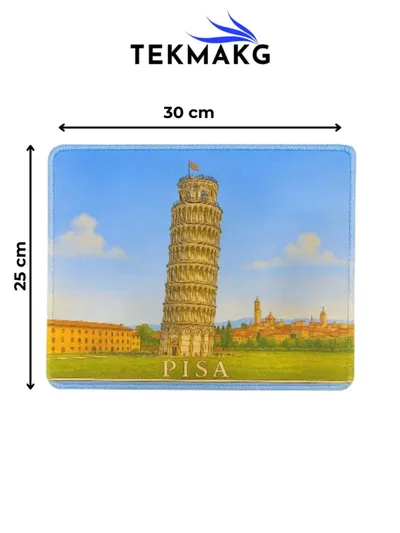 Pisa Kulesi Desenli Mouse Pad 25x30 cm Kaymaz Taban Ofis ve Oyuncu Mousepad