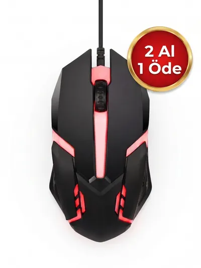 Gaming Tasarım RGB Işıklı Kablolu Optik Mouse 1200 DPI Pc Laptop Uyumlu Siyah