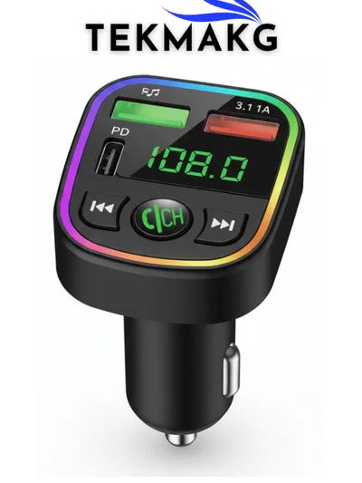 Araç FM Transmitter | Bluetooth 5.0 | 3.1A Hızlı Şarj | MP3 Çalar