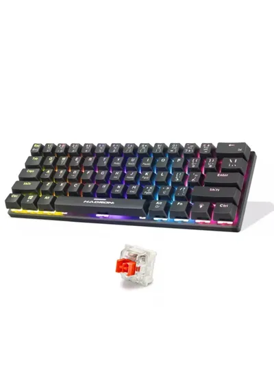 RGB Mekanik Oyuncu Klavyesi - 61 Tuş, Red Switch, Anti-Ghosting, Siyah