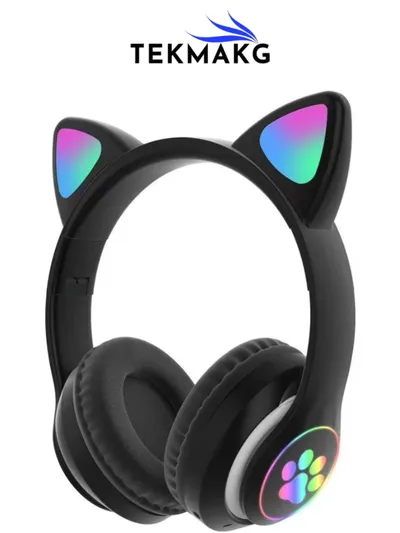 STN-28 Kedi Kulaklı Kulaklık Kablosuz Bluetooth 5.0 Led Işıklı Çocuk Kulaklığı