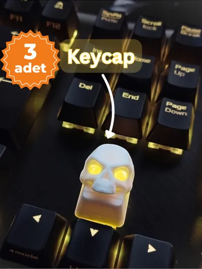 3D Baskı Özel Tasarım Kuru Kafa Mekanik Klavye Tuş Kapağı (Keycap)