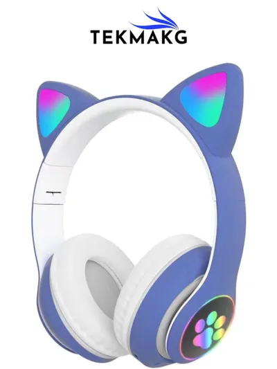 STN-28 Kedi Kulaklı Kulaklık Kablosuz Bluetooth 5.0 Led Işıklı Çocuk Kulaklığı