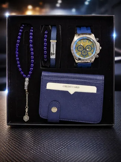 Erkek Saat Seti Hediye Kutusu | Kartlık, Tesbih ve Bileklik Aksesuar Seti