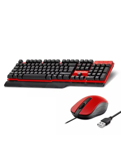 Kablolu Klavye Mouse Set Q Kırmızı-Siyah