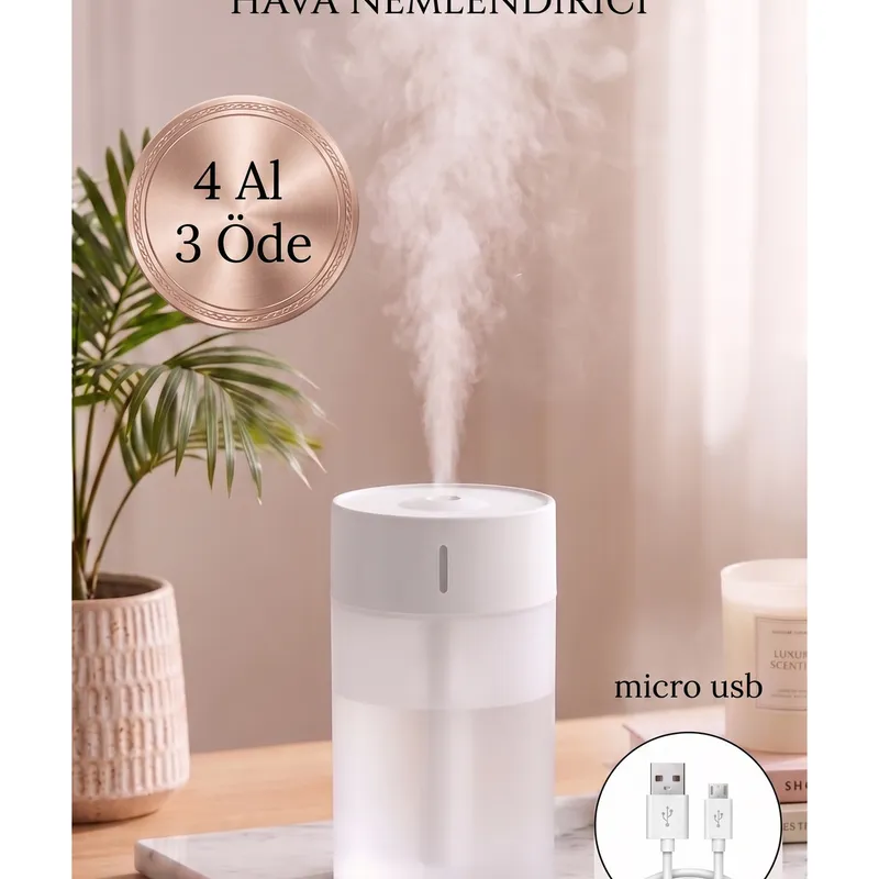 Ultrasonik Hava Nemlendirici | 260 ml | USB | Mini Taşınabilir | 4-6 Saat Çalışma