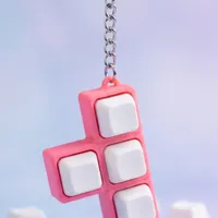 Mekanik Switch Tıklama Hissi Stres Giderici Fidget Oyuncak T-Tipi Anahtarlık Pembe - Görsel 3